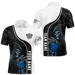 Maxcorners Blue Grim Reaper Darts Men Polo & Quarter-Zip Custom Darts Shirts For Team Darts Jerseys TU1612