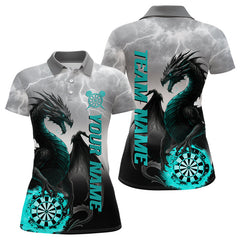 Maxcorners Turquoise Custom Lightning Dragon Dart Shirt For Men, Strike Darts Team Jersey Polo & Quarter Zip