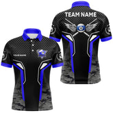 Maxcorners Black And Blue 10 Ball Pool Wings Custom Camo Billiard Shirt For Men, 10 Ball Billiard Team Jerseys