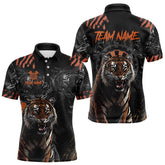 Maxcorners Black And Orange Custom Tiger Darts Polo & Quarter Zip, Dart Shirts For Women Team Dart Jerseys