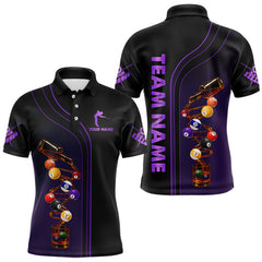 Maxcorners Funny DNA Wine Billiard Shirt For Men Custom Pool Team Shirts, Billiard Jersey Polo & Zip |Purple TU1711