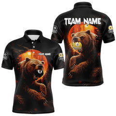 Maxcorners Personalized 8 Ball & 9 Ball Bear Billiard Shirt For Men Custom Pool Team Jersey Polo & 1/4 Zip LM1812