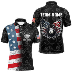 Maxcorners Personalized Us Flag Funny 8 Ball Pool Wings Billiard Shirts For Women, American Team Billiard Jersey