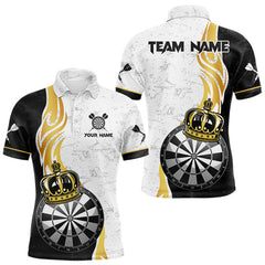 Maxcorners Personalized Dartboard Crown Gold Darts Shirt For Men Custom Darts Team Jersey Polo & 1/4 Zip LM1812