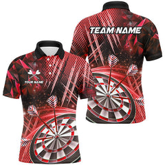 Maxcorners Personalized 3D Glitter Men Darts Shirts Custom Team Dart League Shirts Dart Jerseys |Red