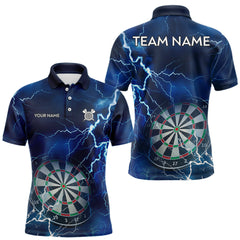 Maxcorners Custom Lightning Blue Darts Shirt With Pocket Option For Men, Darts Jersey