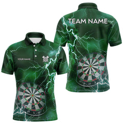 Maxcorners Custom Lightning Green Darts Shirt With Pocket Option For Men, Darts Jersey