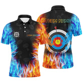 Maxcorners Personalized Archery Target Fire And Water 3D Printed Polo Shirts For Men Custom Archery Jersey