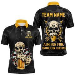 Maxcorners Funny Darts And Beer Aim For Fun Drink For Cheer Custom Skull Dart Shirt For Men, Dart Team Jersey LM2509