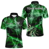 Maxcorners Black And Green Thunder Lightning Dart Shirts With Pocket For Men Custom 3D Darts Team Jerseys