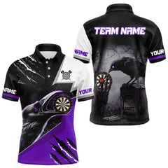 Maxcorners Personalized Raven Darts Shirt For Men Custom Black And Purple Gothic Darts Team Jersey LM2110