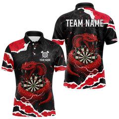 Maxcorners Black And Red Dartboard Cobra Snakes Darts Polo & 1/4 Zip Custom Darts Shirt For Men, Darts Jersey TU2511