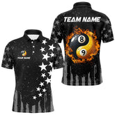 Maxcorners Black US Flag Ying And Yang 8 Ball & 9 Ball Custom Billiard Shirts For Men Funny Billiard Jersey LM1625