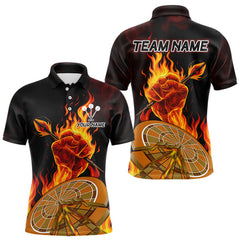Maxcorners Flame Darts & Crack Dartboard 3D Custom Red Dart Polo Shirts For Men, Dart Jerseys MT2407