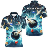 Maxcorners Blue Thunder Lightning Strike 8 Ball Billiard Jersey Multicolor Option Customized Name, Team Name 3D Shirt