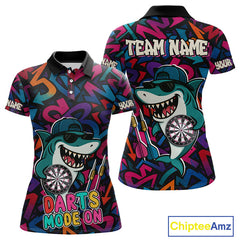 Maxcorners Darts Mode On Funny Shark Graffiti Style Custom Dart Shirts For Men, Dart Jersey Best Darts Outfit LM1625