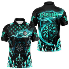 Maxcorners Personalized Turquoise Icy Lightning Darts Shirt For Men Custom Dart League Jersey Polo & 1/4 Zip MT2407
