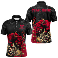 Maxcorners Black And Red Funny Bull Darts Shirt For Men Custom Dart Jersey Team Polo & 1/4 Zip LM0412