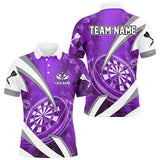 Maxcorners Personalized Purple Jersey Dartboard 3D Men Darts Polo & Quarter Zip Custom Team League Dart Shirts