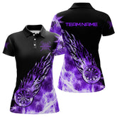 Maxcorners Black And Purple Light Icy Women Darts Polo & Quarter Zip Custom Dart Shirts For Team Dart Jerseys