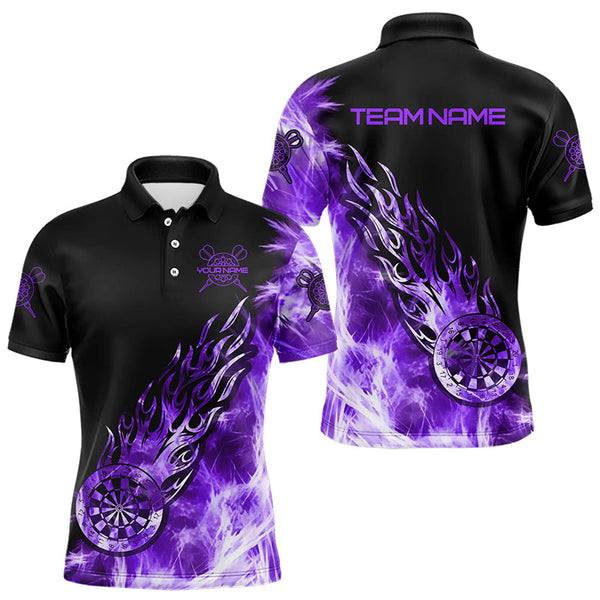 Maxcorners Black And Purple Light Icy Men Darts Polo & Quarter Zip Custom Dart Shirts For Team Dart Jerseys