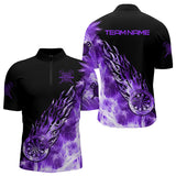 Maxcorners Black And Purple Light Icy Men Darts Polo & Quarter Zip Custom Dart Shirts For Team Dart Jerseys