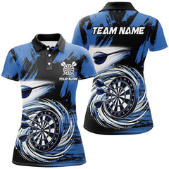 Maxcorners Funny Blue Swirling Darts Board Custom Dart Polo & 1/4 Zip For Women, Cool Darts Shirts Team Jerseys