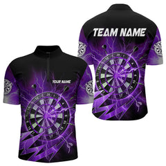Maxcorners Personalized Purple Dartboard Thunder Storm Lighting Dart Shirts For Men Custom Team Dart Jerseys