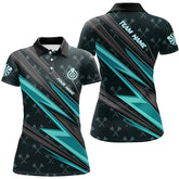 Maxcorners Personalized Turquoise Dart Jerseys Women Dart Polo & Quarter Zip Shirt Custom Team League Dart Shirt