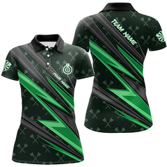 Maxcorners Personalized Green Dart Jerseys Women Dart Polo & Quarter Zip Shirt Custom Team League Dart Shirt