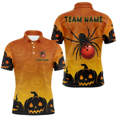 Maxcorners Personalized Orange Funny Spider Bowling Halloween Shirt For Men Custom Bowling Team Jersey LM0210