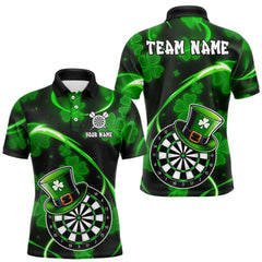 Maxcorners Green Glowing Shamrock Luckiest Darts Shirt For Men Custom St Patrick Day Darts Team Jersey LM2711