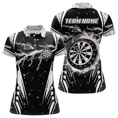 Maxcorners Personalized Thunder Lightning Dart Jersey For Men, Black White Darts Team Shirt Polo & 1/4 Zip LM0706