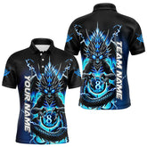 Maxcorners Personalized Blue Glowing Dragon Billiard Shirts For Men Custom 8 Ball Team League Billiard Jersey