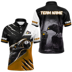 Maxcorners Personalized Orange 8 Ball Pool Crows Billiard Shirts For Men, Halloween Pool Team Jersey Outfit MT3107