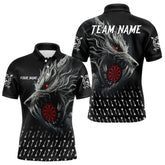 Maxcorners Personalized Viking 3D Wolf Dart Shirts For Men Custom Black Dart Team Jerseys Polo & Quarter Zip