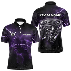 Maxcorners Personalized Thunder Lightning Tornado Funny Bowling Shirt For Men, Bowling Team Jersey |Purple LM0412
