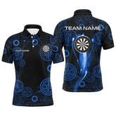 Maxcorners Blue Darts Gearwheel Pattern Custom Dart Shirts For Women, Dart Jerseys Darts League Team Uniform