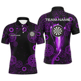 Maxcorners Purple Darts Gearwheel Pattern Custom Dart Shirts For Men, Dart Jerseys Darts League Team Uniform