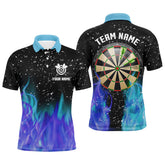 Maxcorners 3D Blue And Purple Fire Dartboard Men Darts Polo Shirts Custom Dart Shirts For Team Dart Jerseys