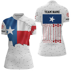 Maxcorners Personalized Patriotic Texas Flag Archery Men Polo & Quarter-Zip Shirts Archery Team Uniform Shirts