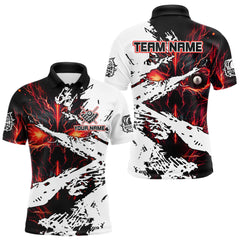 Maxcorners Personalized Lightning Skull Billiard Shirts For Men Custom Billiard Jerseys Grunge Style |Red TU1011