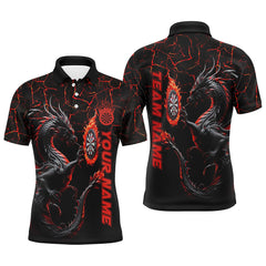 MaxCorners Dart Red Big Dragon Customized Name, Team Name 3D Polo Shirt Unisex