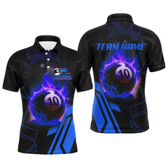 MaxCorners Flaming 10 Ball Pool Customized Name 3D And Team Name Billiards Polo Shirt For Men