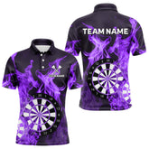 Maxcorners Purple Flaming Dartboard Darts Polo & Quarter Zip Custom Dart Shirts For Men Team Dart Jerseys MT2306