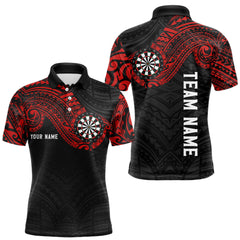Maxcorners Personalized Black And Red Tribal Darts Shirt For Men Custom Darts Jersey Team Polo & 1/4 Zip TU1509