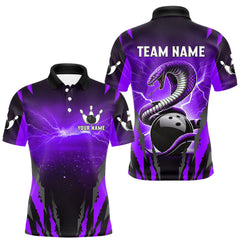 Maxcorners Personalized Purple Thunder Lightning Cobra Snake Bowling Shirts For Men, Bowling Team Jersey TU1908