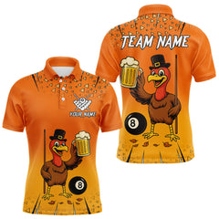 Maxcorners Orange Funny Turkey 8 Ball Pool Billiard Shirt For Men Custom Thanksgiving Billiard Jersey LM1809
