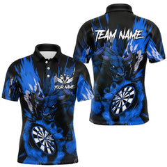 Maxcorners Personalized Blue Dartboard Splash Bull Darts Shirt For Men Custom Dart Jersey Team Polo & 1/4 Zip TU1711