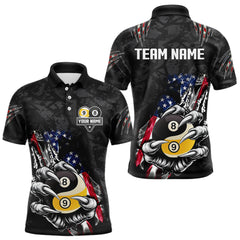 Maxcorners Funny Claw Tearing Yin Yang 8 Ball & 9 Ball Billiard Shirt For Men Custom Us Flag Pool Team Jersey MT707